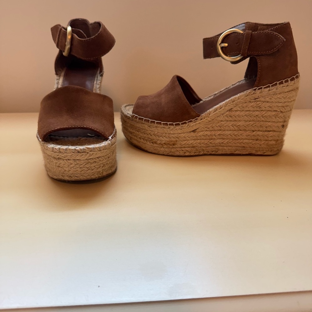 Marc Fisher Tan Suede Wedge Sandals - Picture 4 of 6